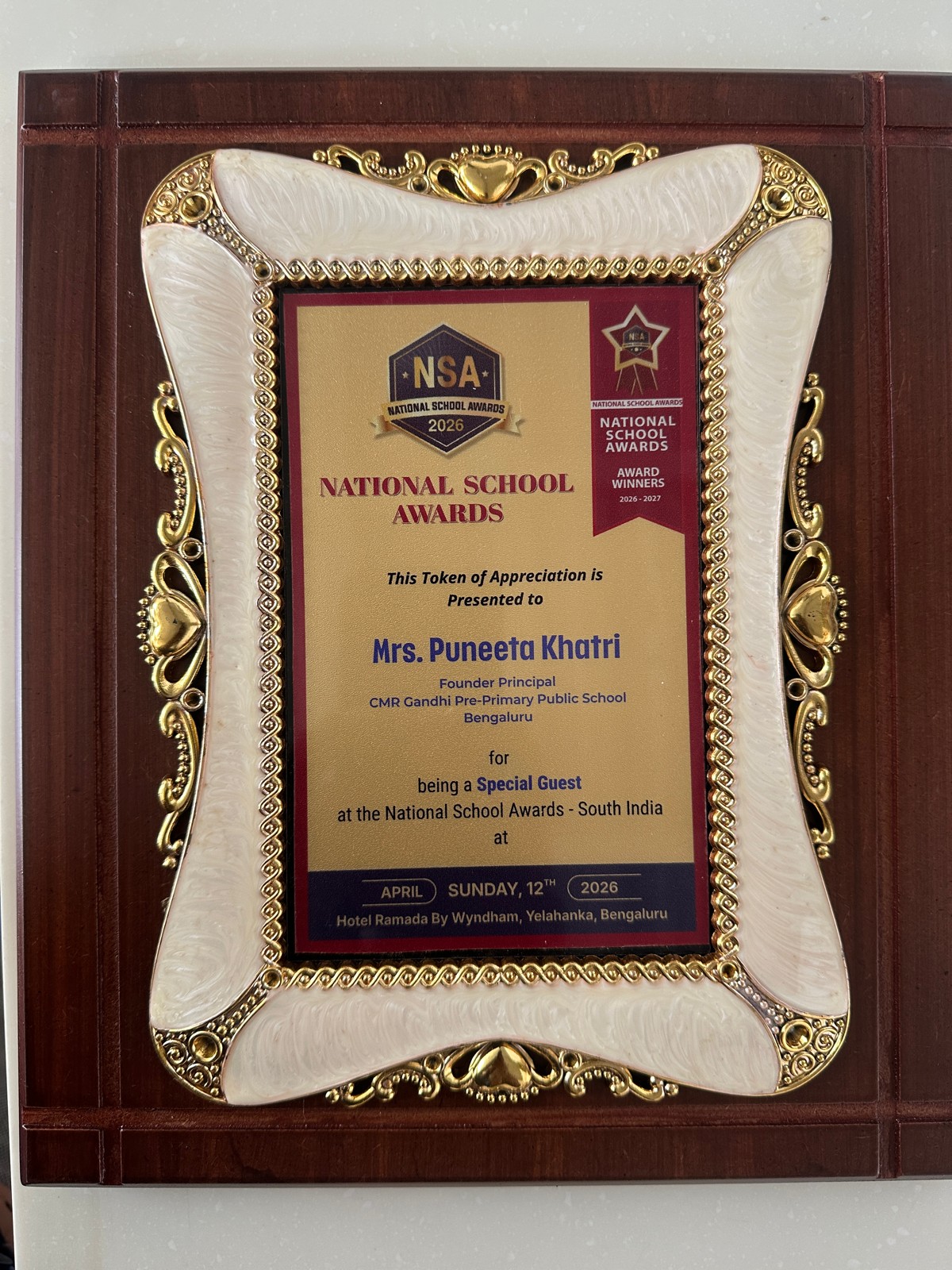 Special Guest Recognition – National School Awards South India 2026